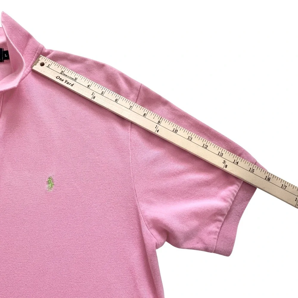 Polo Ralph Lauren Mens L Pink Short Sleeve Cotton Pique Polo Shirt Preppy Summer